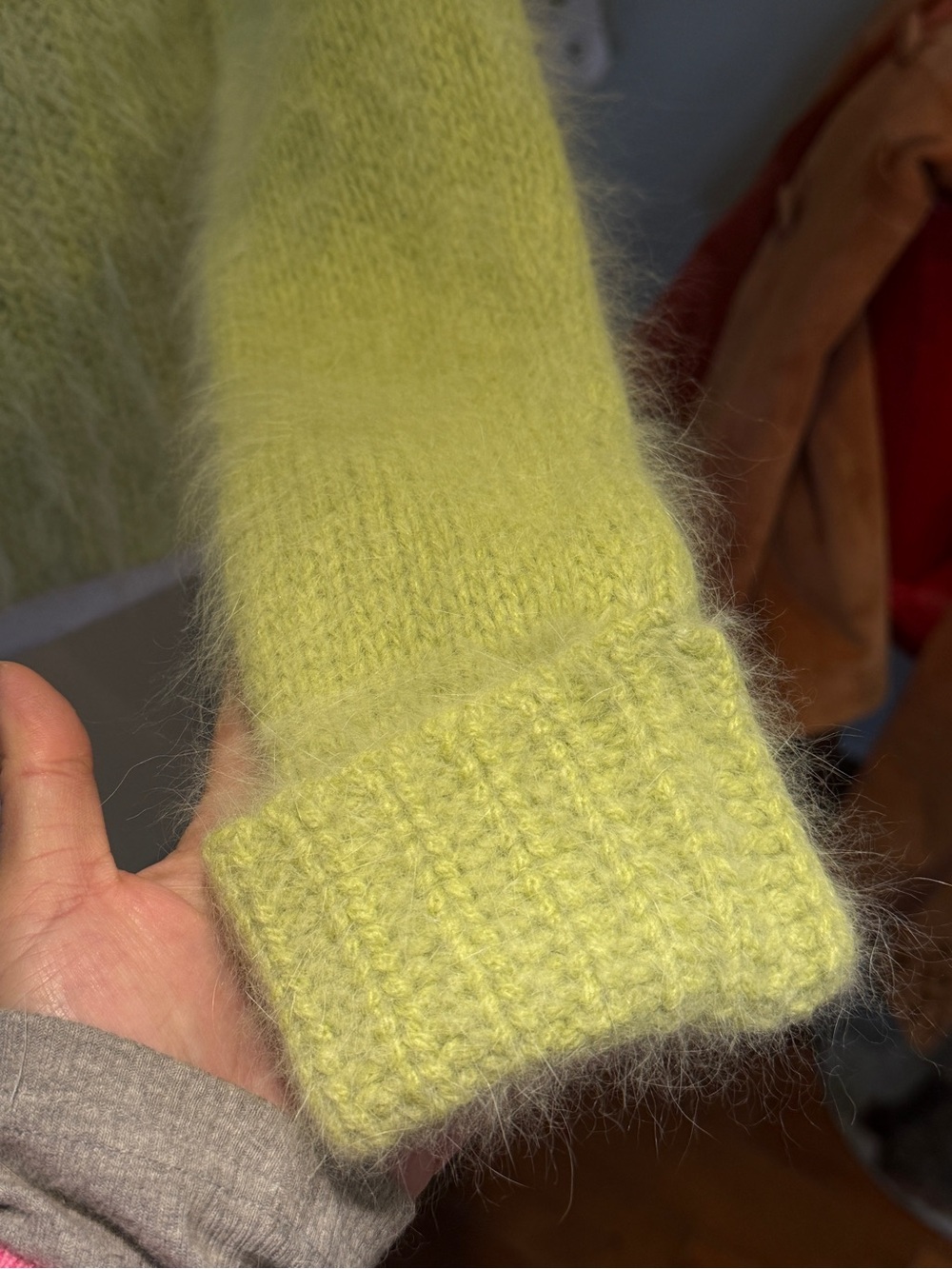 Angora Hair Lime Green Women’s Sweater - Picture 4 of 10